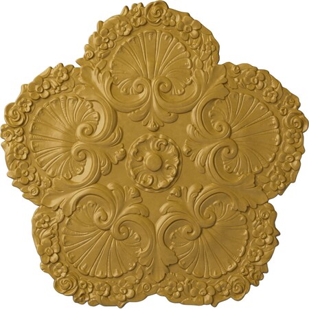 Ekena Millwork Shell Ceiling Medallion, Hand-Painted Iridescent Gold, 25 5/8"OD x 1"P CM25SHIGS